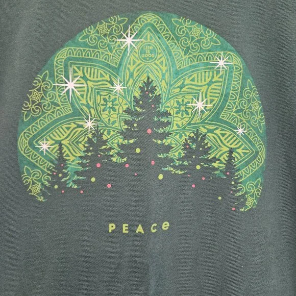 Life Is Good Crusher T-Shirt Women's L Green Peace Holidays Mandala Long Sleeve - Picture 2 of 7